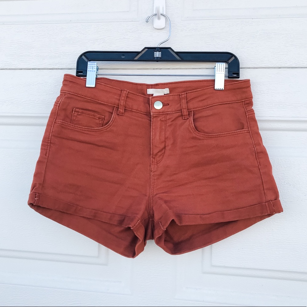 H&M Shorts Rust Orange Cuffed Hem Size 4